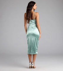 Clarice Applique Bodycon Satin Midi Formal Dress