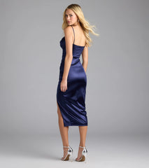 Sabina Sweetheart Bodycon Satin Midi Formal Dress