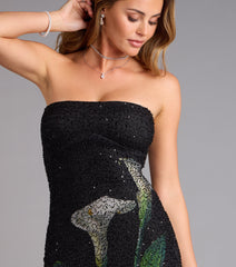 Daniela Floral Beaded Mini Tube Dress