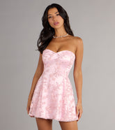 Erin Satin Floral Embroidered Lace-Up Dress