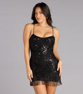 Jenelle Beaded Sequin Fringe Mini Dress