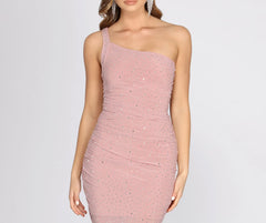 Rianna One Shoulder Heat Stone Dress