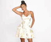 Adley Formal Floral Foiled Mini Dress