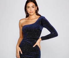 Laurie Rhinestone Velvet Mini Dress