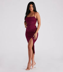 Gigi Formal Glitter Slit Midi Dress