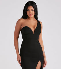 Cathy Formal Crepe Slit Midi Dress