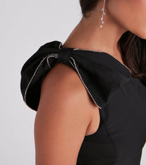 Josephine Bow Rhinestone Mini Dress