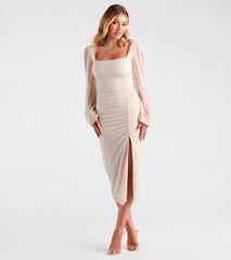 Skylar Formal Glitter Long Sleeve Midi Dress