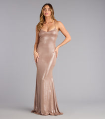 Tana Metallic Strappy Back Mermaid Formal Dress