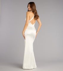 Judy Open Back Slit Mermaid Satin Formal Dress