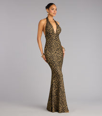 Diana Glitter Leopard Mermaid Formal Dress