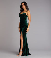 Helga Velvet Lace-Up Slit Mermaid Dress
