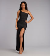Mariana One-Shoulder High Slit Column Dress