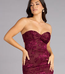 Kathy Velvet Flocked Mermaid Formal Dress