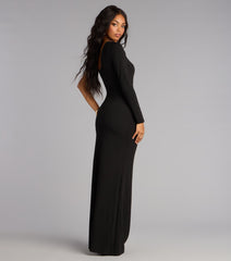 Sam Crepe One-Shoulder Slit Formal Dress