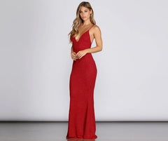 Loren Glitter Knit V Dress