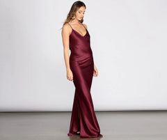 Chantel Cowl Back Satin Dress