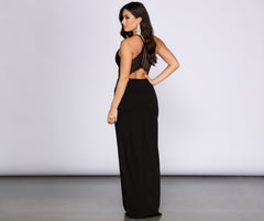 Adelise Lace Back Crepe Dress