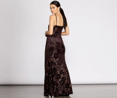 Charlotte Burnout Velvet Mermaid Dress