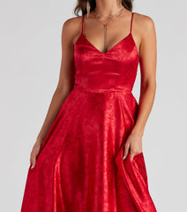 Natasha Floral Satin A-Line Dress