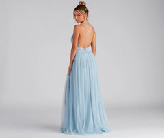 Estrella Lace Trim A-Line Formal Dress