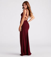 Birgitta Formal Crepe Lace-Up Long Dress