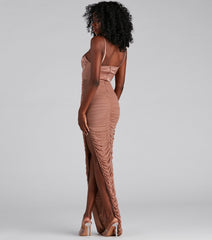 Myka Formal Square Neck Mesh Dress