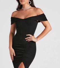 Samantha Formal Crepe Slit Dress