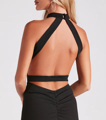 Lindsay Formal Crepe Halter Dress