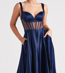 Katheryn Formal Satin Corset A-Line Dress