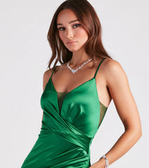 Kiley Formal Satin V-Neck Long Dress