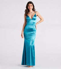 Jessa Formal Satin V-Neck Mermaid Dress