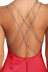 Gabby Reign In Rhinestone Satin Dress