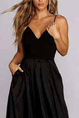 Paige Formal High Slit Taffeta Dress