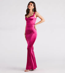Maddy Formal Satin Cross-Back Mermaid Dress