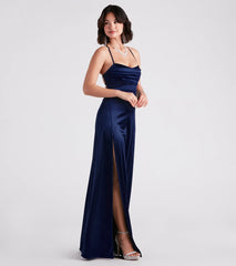 Sutton High Slit Satin Formal Dress