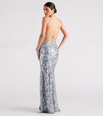 Lexi Formal Sequin Rhinestone A-Line Dress