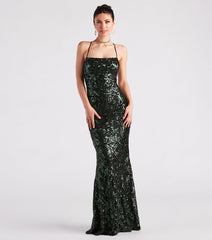 Lacie Formal Sequin Lace-Up Mermaid Dress