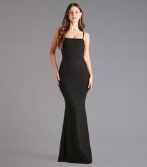 Gwendolyn Glitter Knit Bow-Back Mermaid Dress