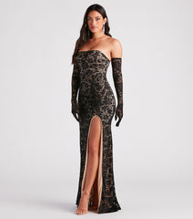 Alison Formal Lace Dress And Gloves Set