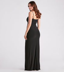 Andie Formal Square Neck Slit Long Dress