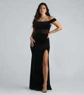 Frances Formal Velvet Off The Shoulder Dress
