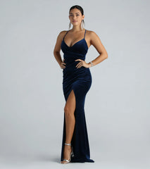 Pamela Formal Glitter Velvet Lace-Up Dress