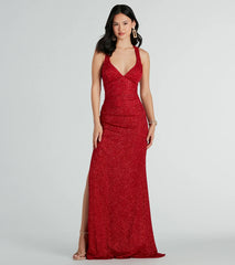 Kat Formal Glitter Lace-Up Column Dress