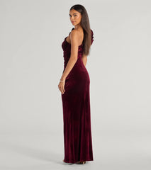 Freida Velvet Ruffled One-Shoulder Formal Dress