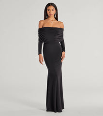 Carmen Off-The-Shoulder Long Sleeve Column Dress