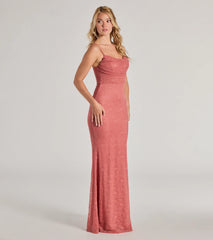 Lylah Lace Cowl Neck Mermaid Dress