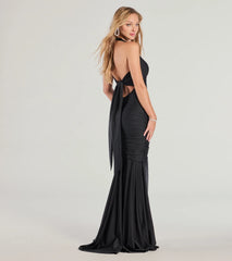 Denise Halter Tie-Back Mermaid Formal Dress