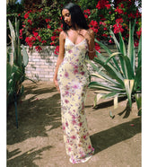 Sierra Lace-Up Floral Sequin Formal Dress