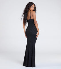 Harlow Cutout Slit Glitter Formal Dress